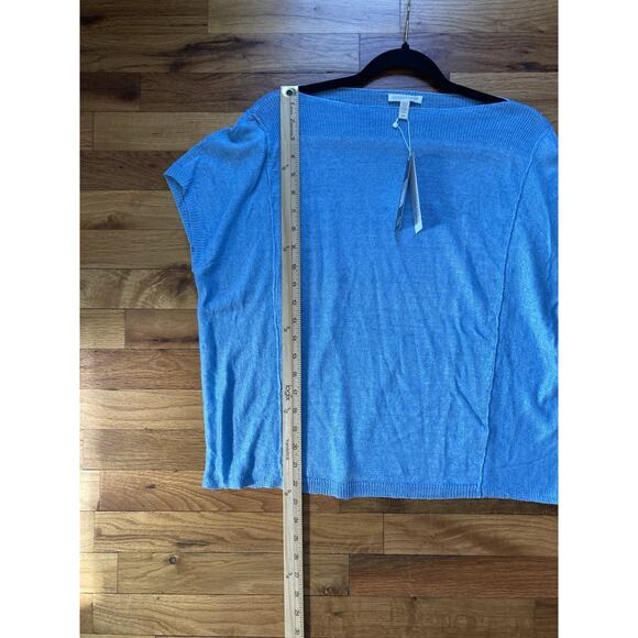 Eileen Fisher Womens Small Linen Delave Bateau Neck Box Top Sky Blue Coastal - Picture 8 of 9